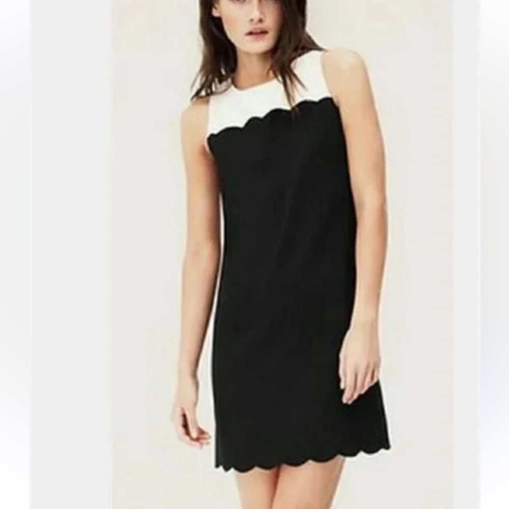 J Crew Black White Scallop Dress